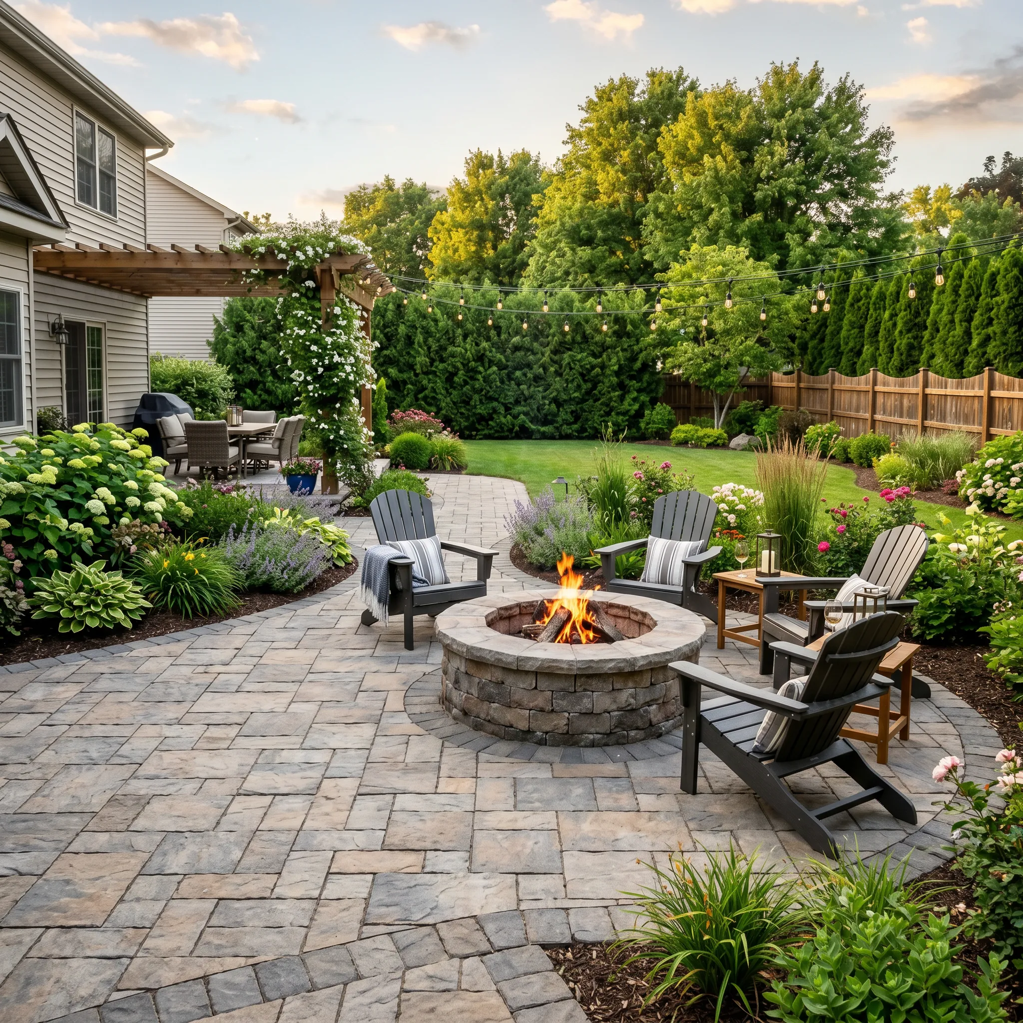 Backyard fire pit installation in Sango, TN