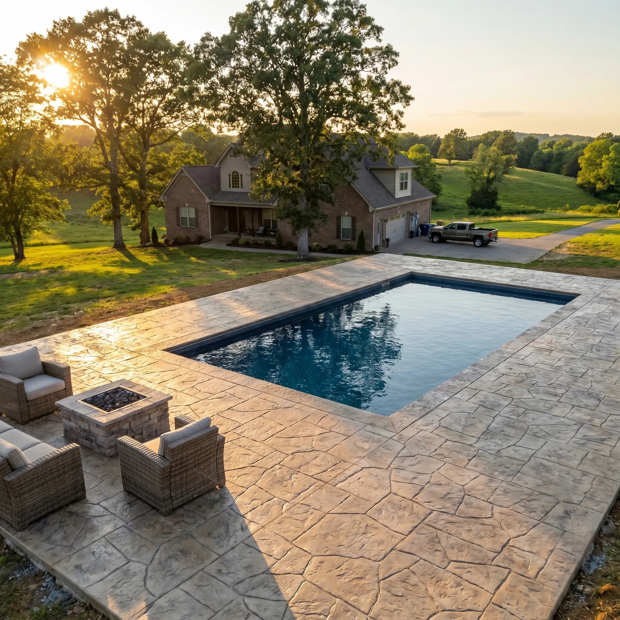 Concrete pool deck in Oak Hill, TN
