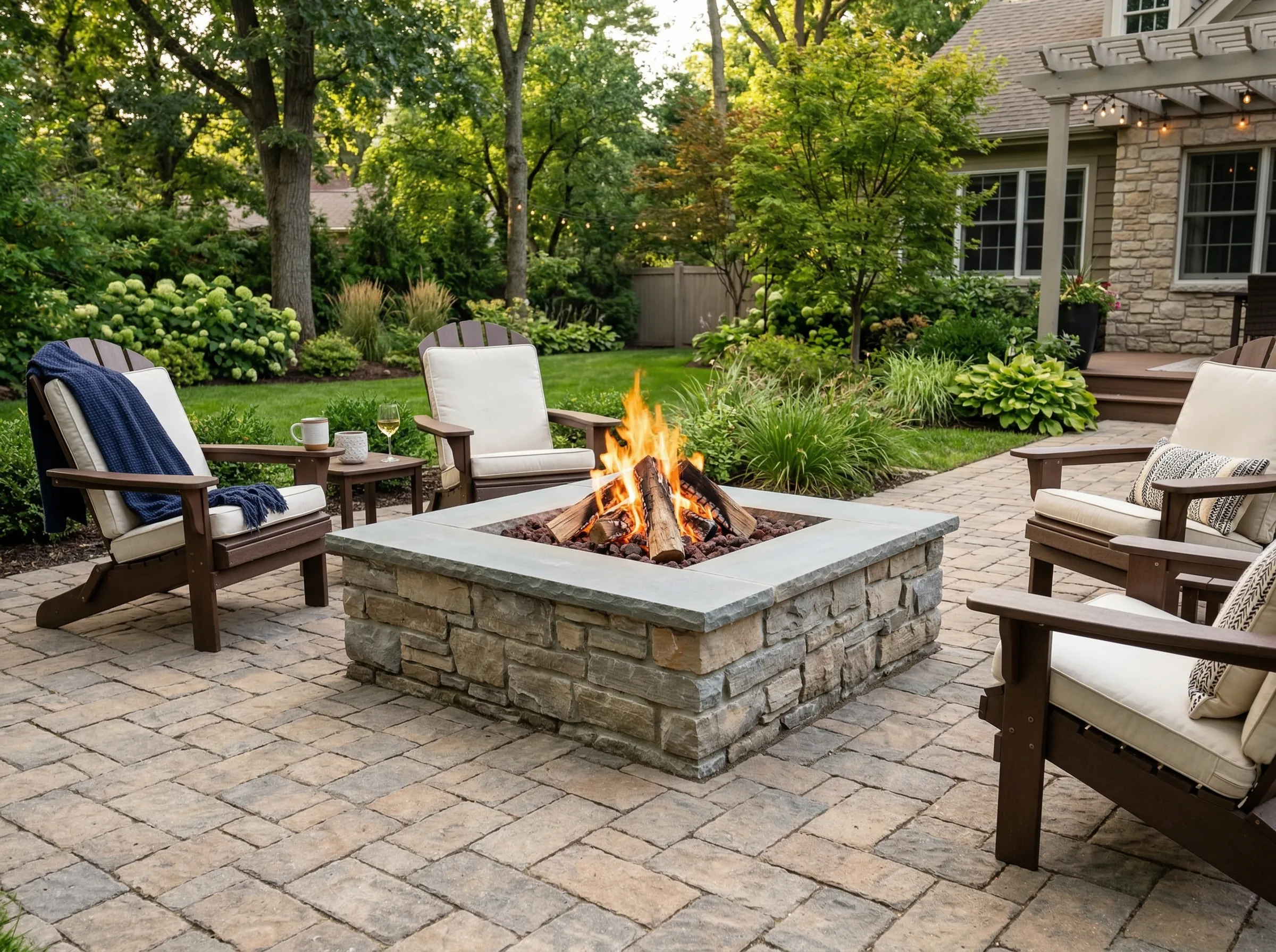 Backyard fire feature installation in Clarksville, TN