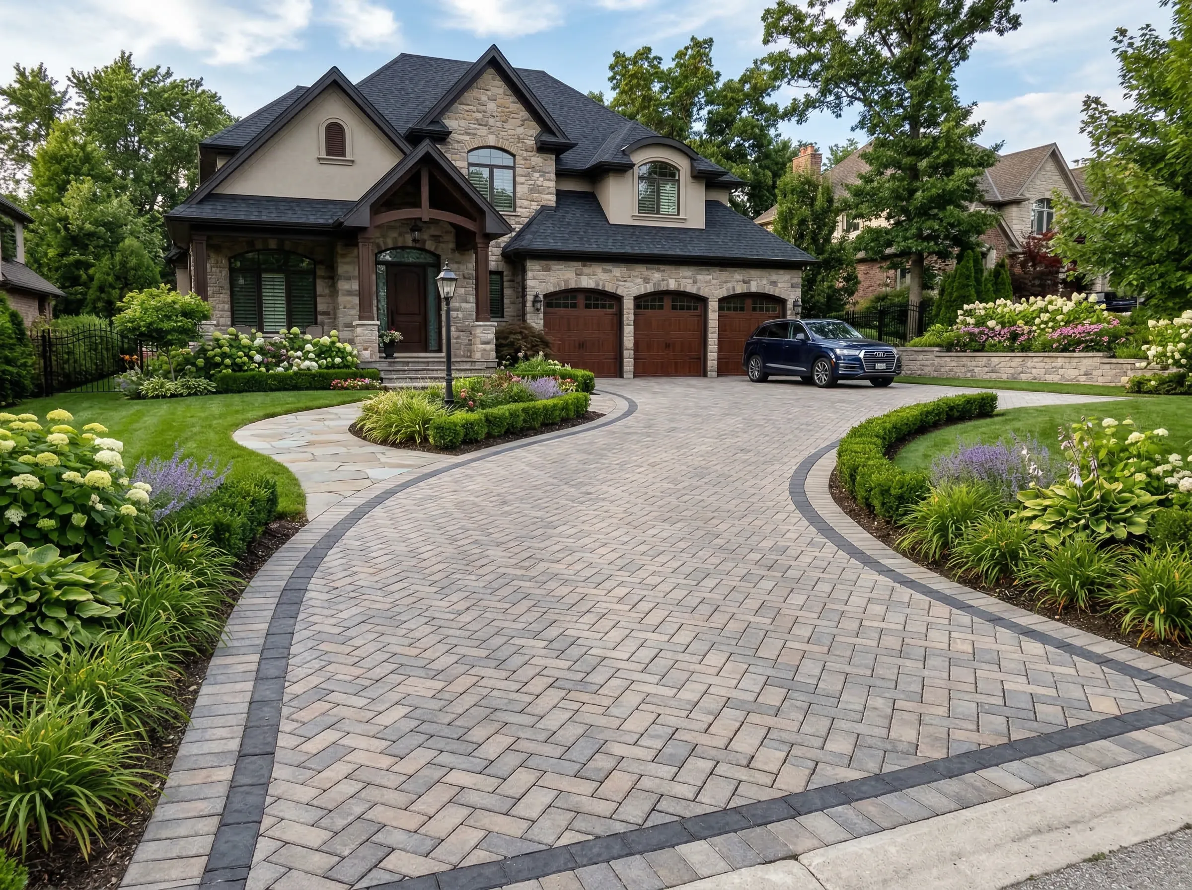 Interlocking paver driveway installation in Clarksville, TN