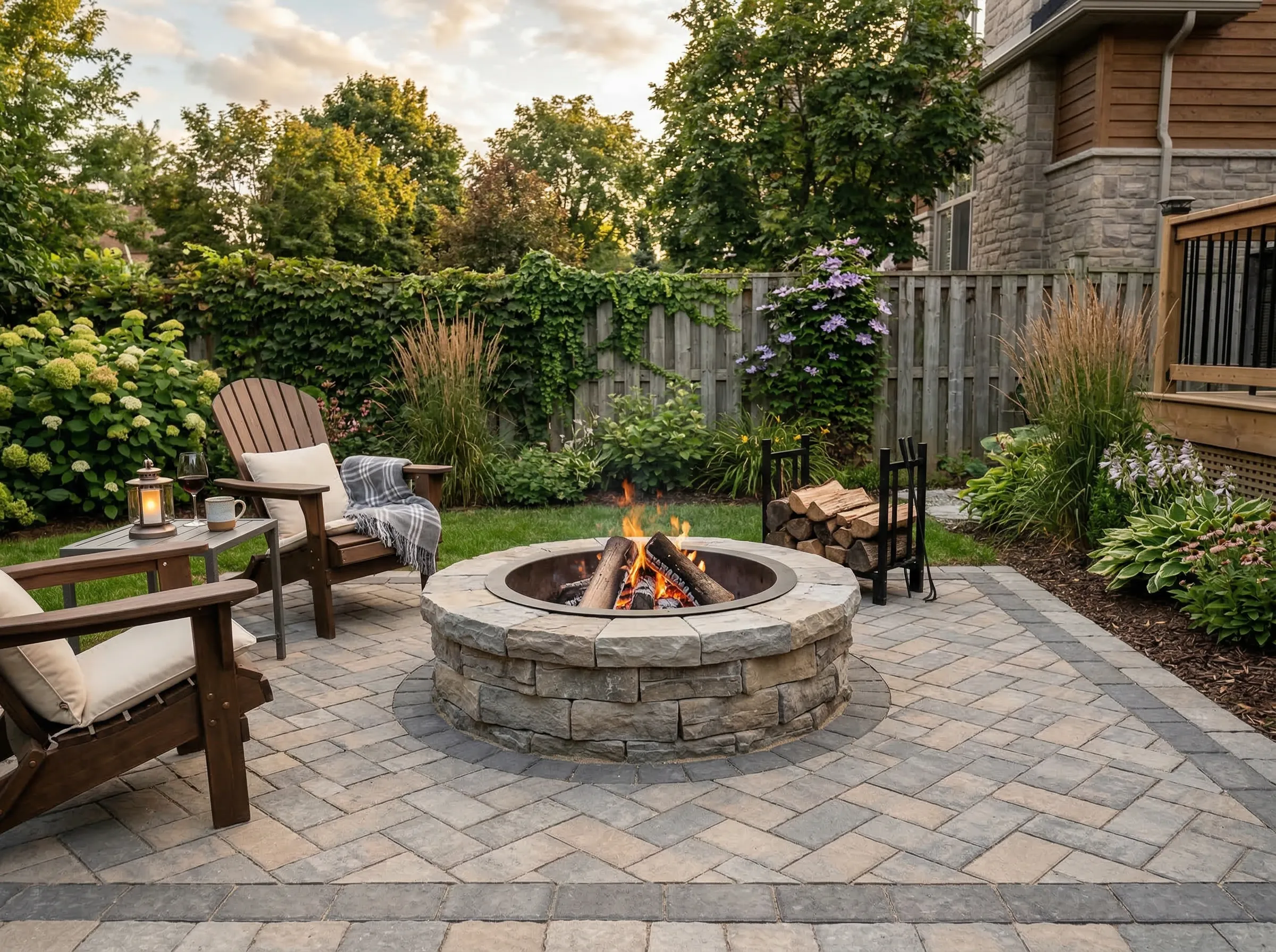 Outdoor fire pit installation in Springfield, TN