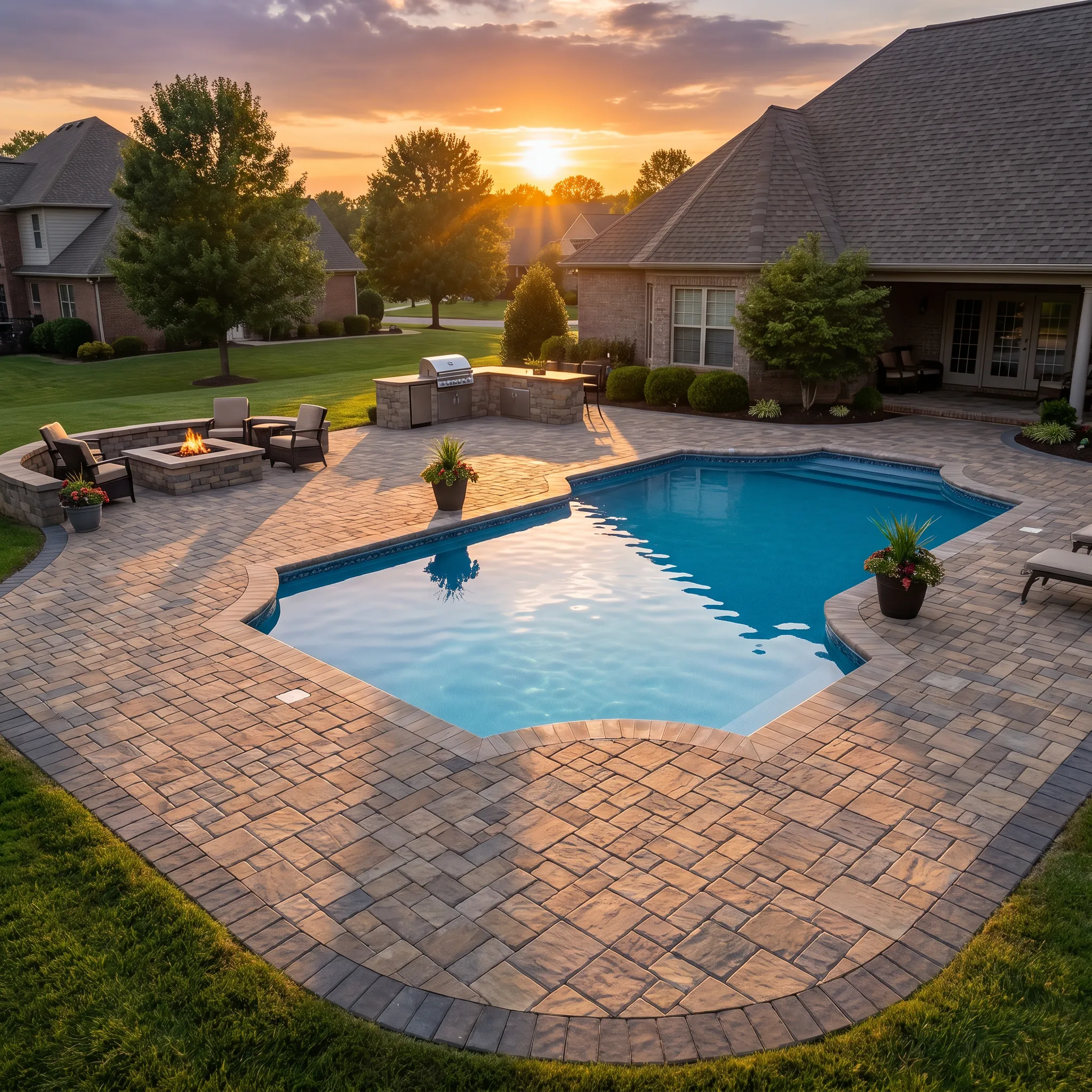 Paver pool deck installation in Clarksville, TN
