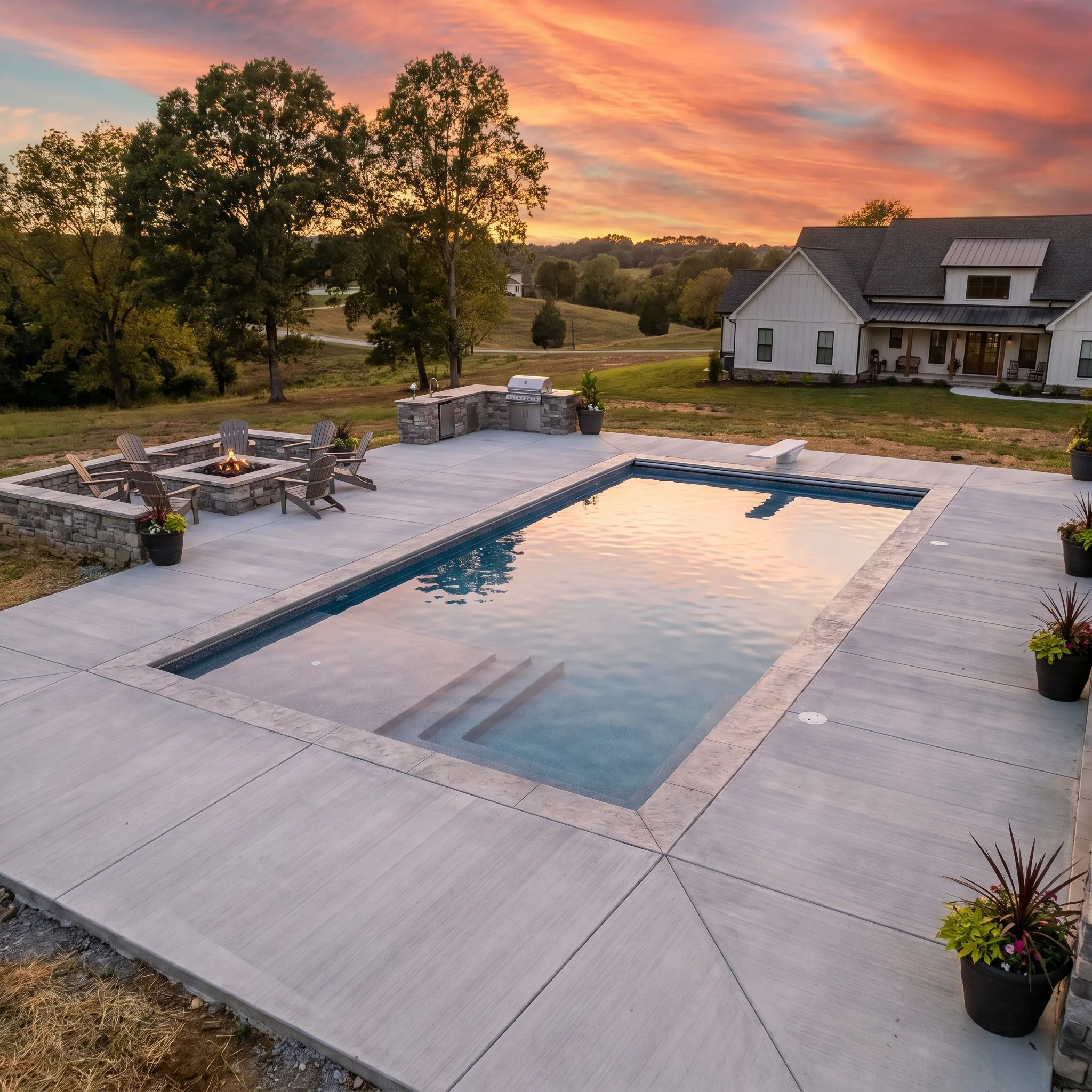 Residential concrete pool deck in Tennessee