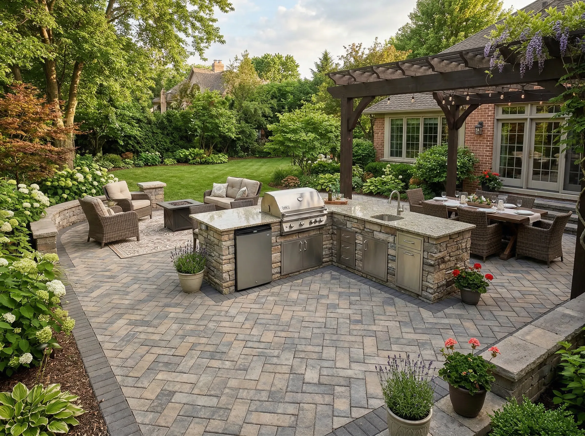 Paver patio installation in Rossview, TN