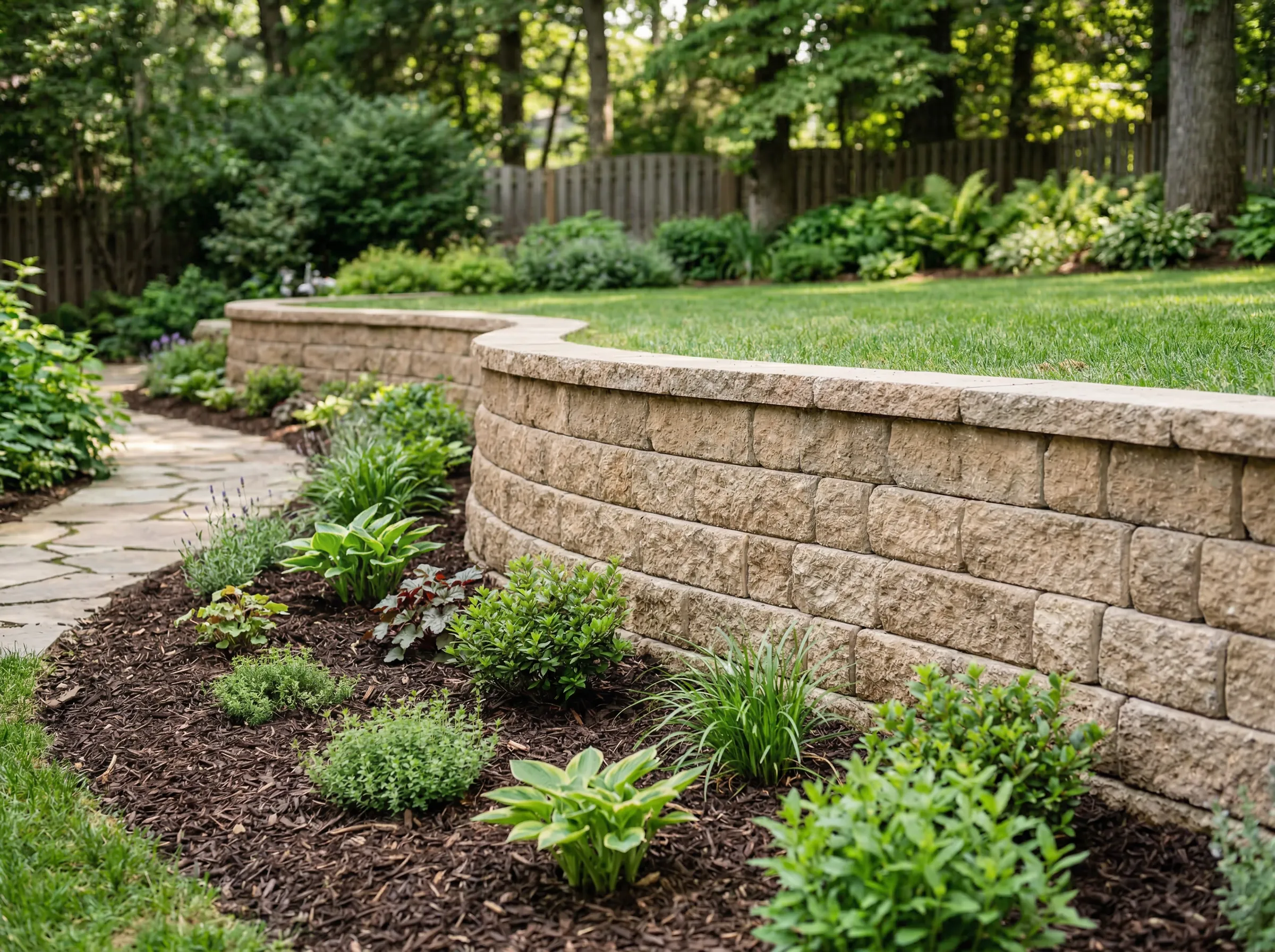 Concrete retaining wall construction in Woodlawn