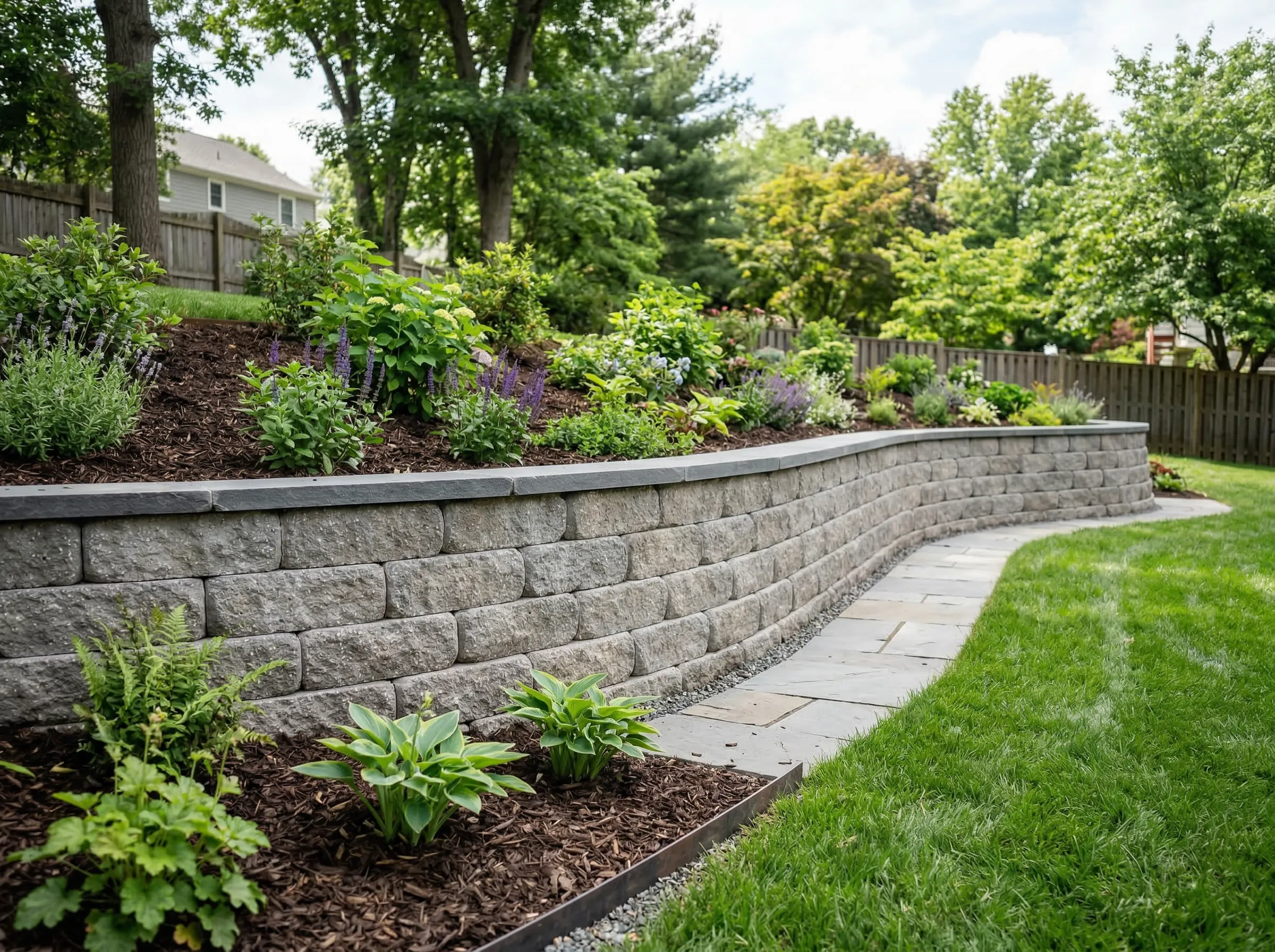Landscaping retaining wall project in Woodlawn, TN