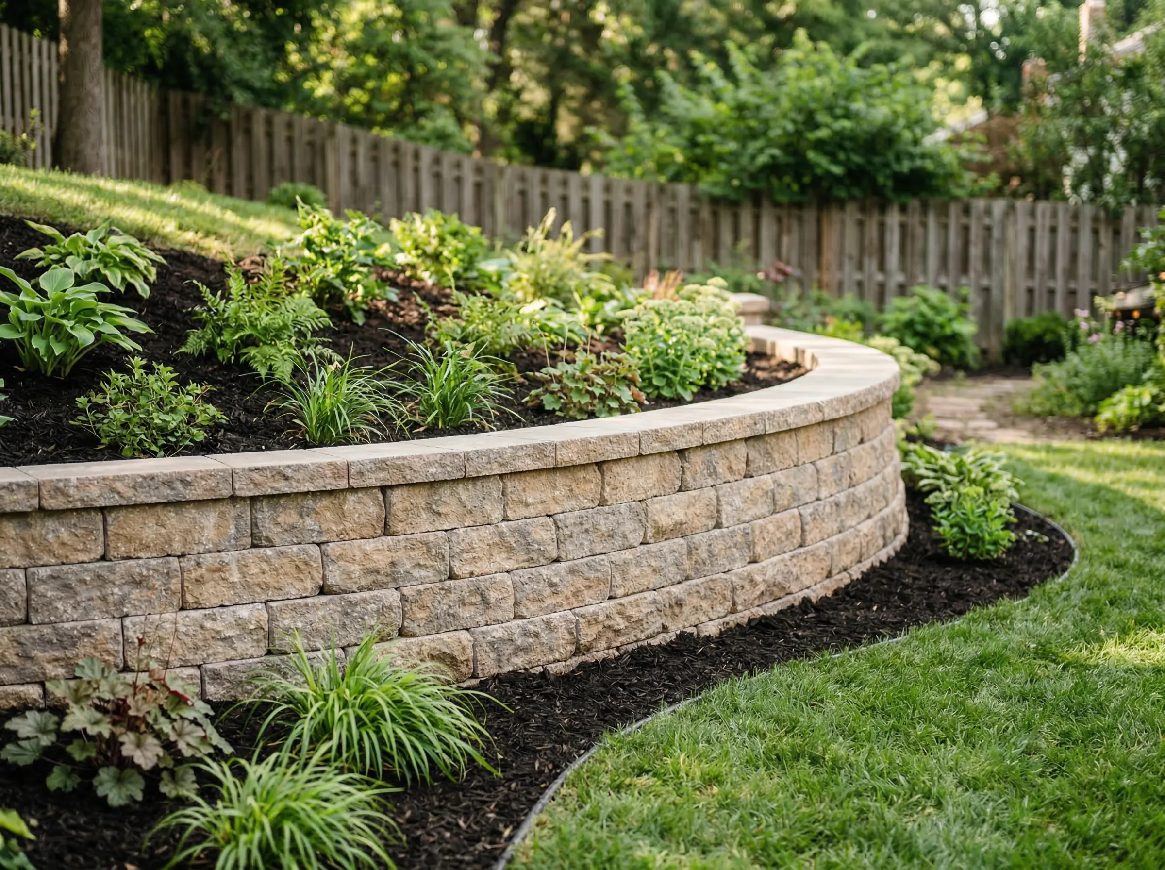 Retaining wall installation in Woodlawn neighborhood