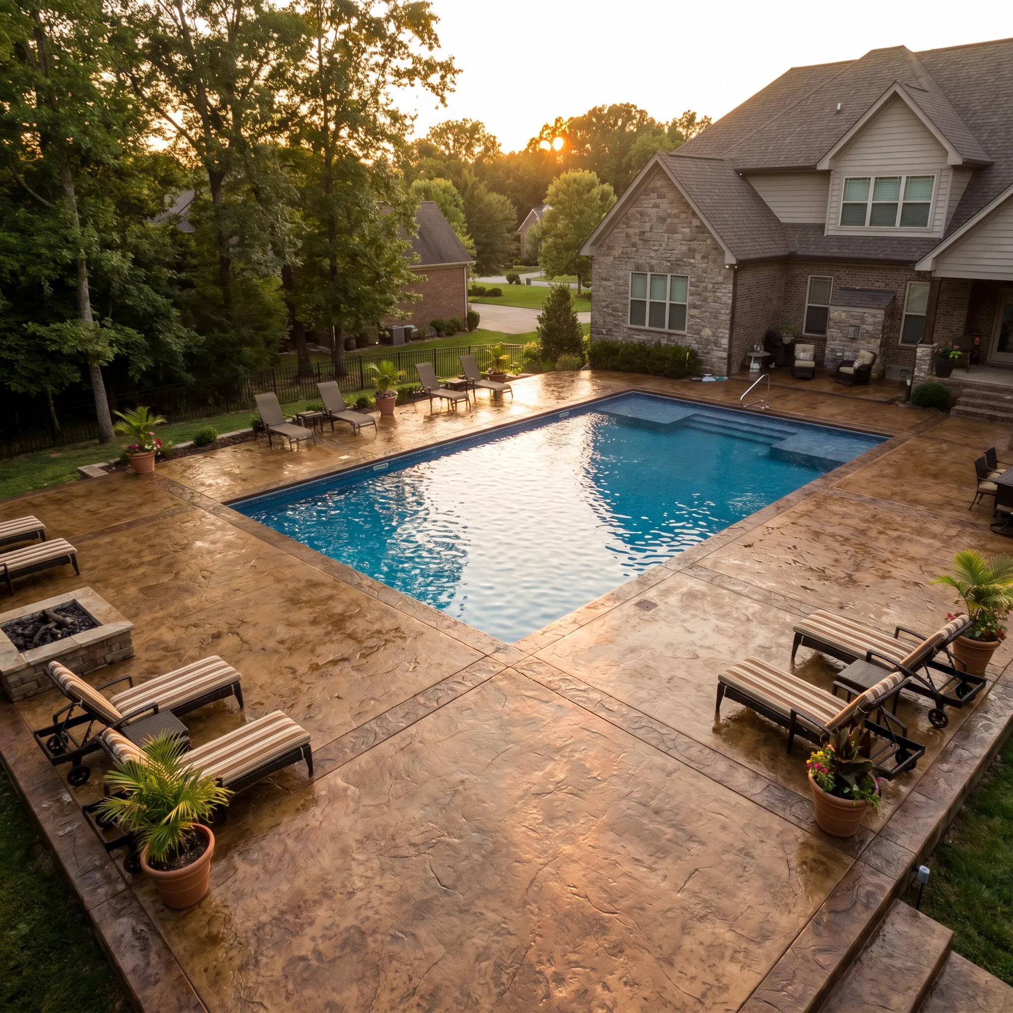 Stamped concrete landscaping design in Woodlawn, TN