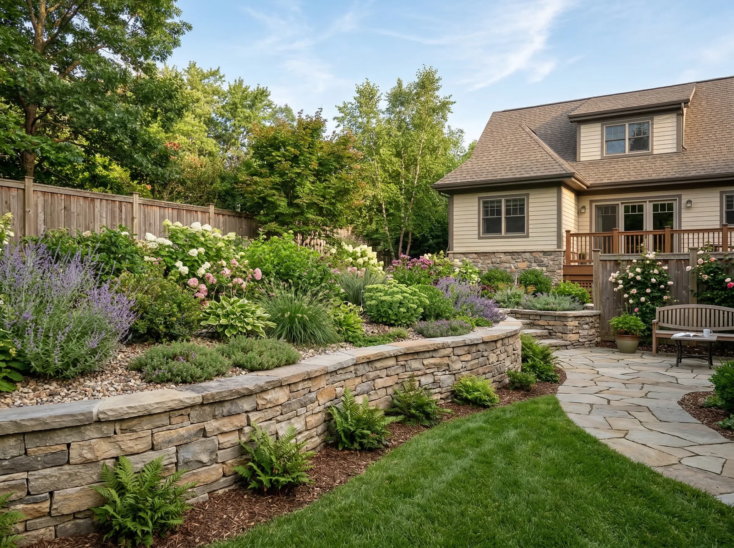 Stone retaining wall installation in Woodlawn, TN