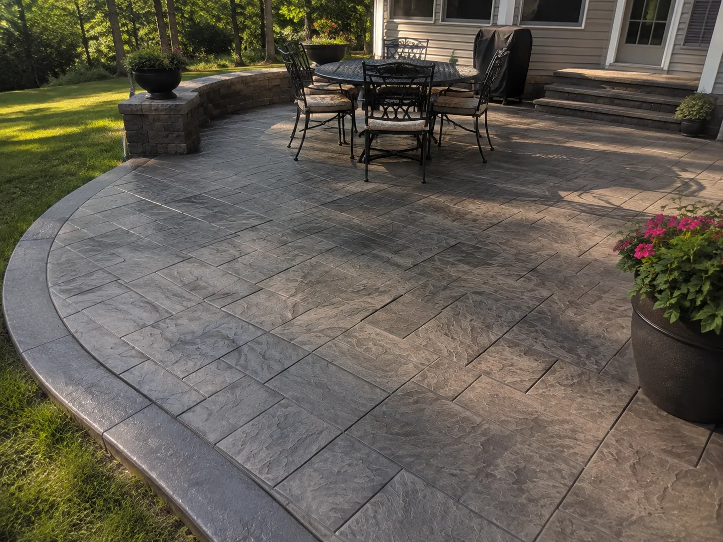 Stamped concrete installation underway in Belle Meade, TN